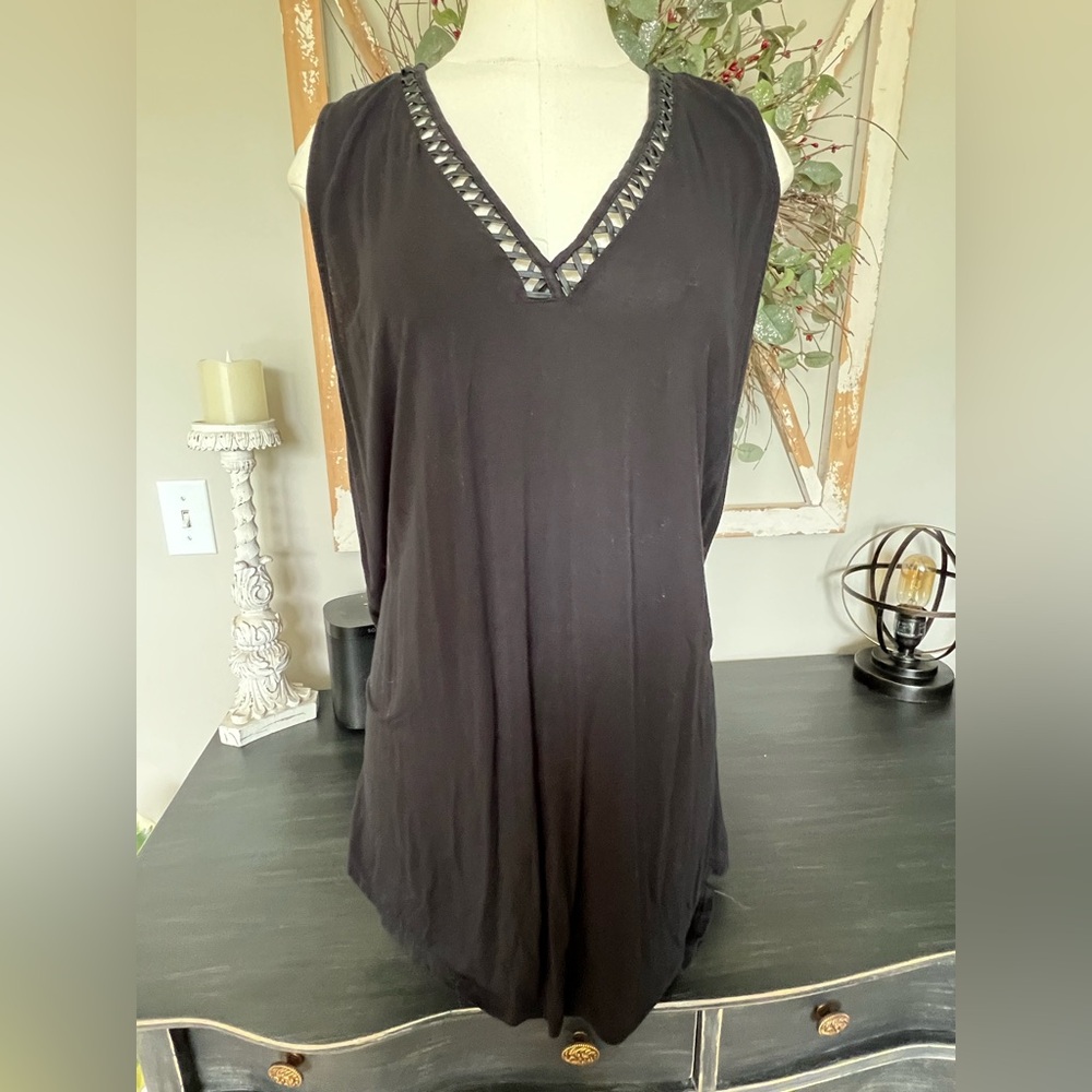 Mossimo Supply Co Black Embellished Sleeveless Tank Top